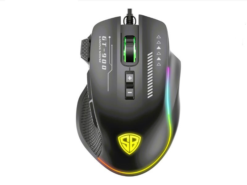 SpinBot Clutch GT900 stylish gaming mouse under 1500 with RGB lighting and modern look